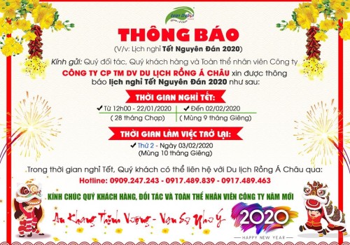 Thông báo lịch nghỉ Tết Nguyên Đán 2020